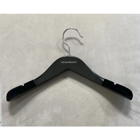EMPORIO ARMANI Logo Black Wood Hanger For Suit Blazer, Sweaters, Shirts, Jackets - Picture 1 of 7